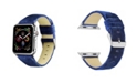 Posh Tech Men's and Women's Apple Navy Wool Velvet, Leather, Stainless Steel Replacement Band 40mm
